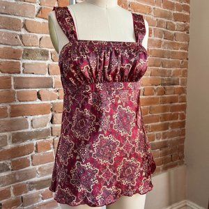 Women's Burgundy and Tan Vest